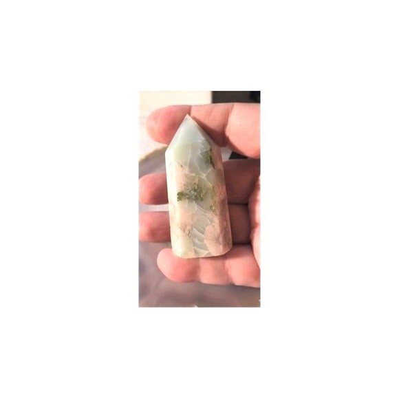 Genuine Green Flower Agate Tower - Picture 1 of 7